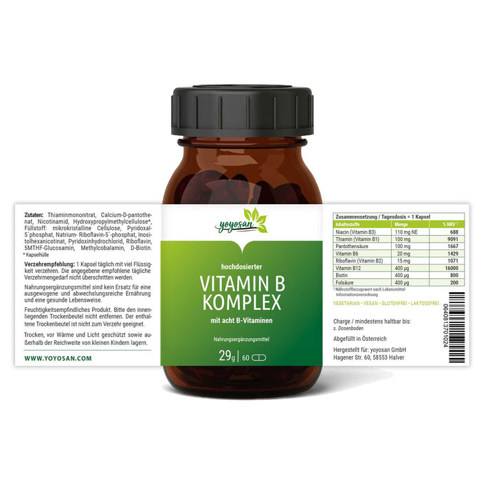 Vitamin - B - Komplex 60 | 2 - Monats - Vorrat - yoyosan